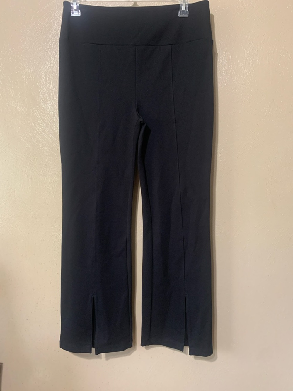 Lou & Grey Black Spandex Flare Leggings with Front Slits